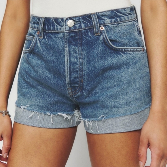 Reformation Charlene High Rise Cuffed Jean Shorts Size 31 NWT - Picture 3 of 16
